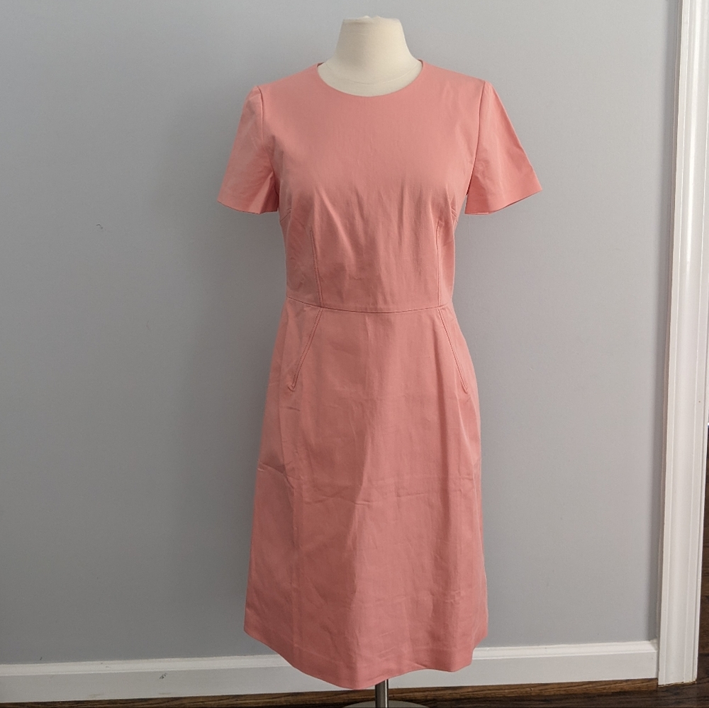 Lands' End Pink Short Sleeve Sheath Dress